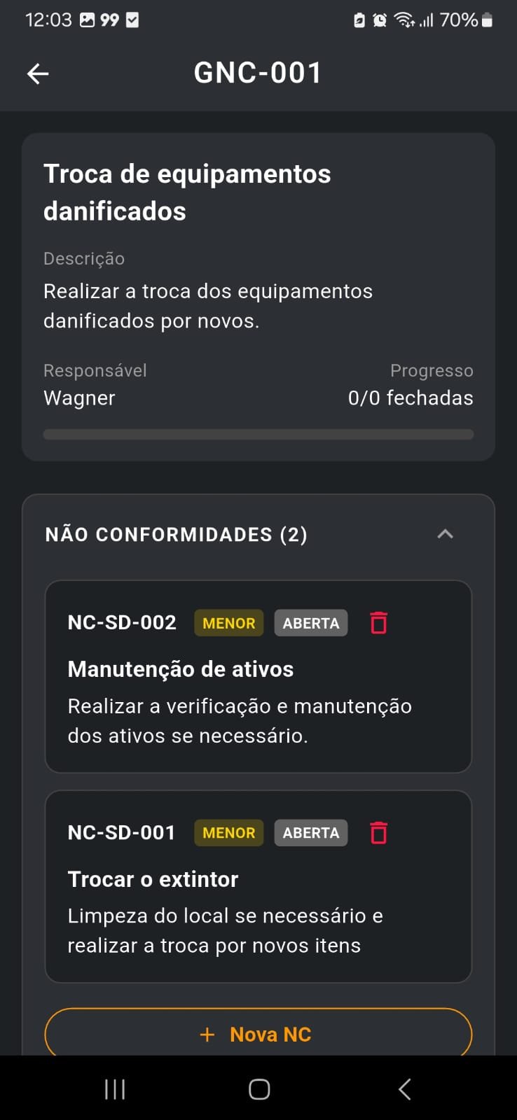 App Sinistria — Detalhe de GNC
