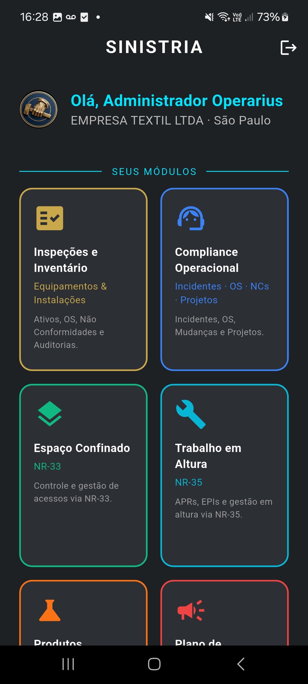App Sinistria — Registro mobile de chamado