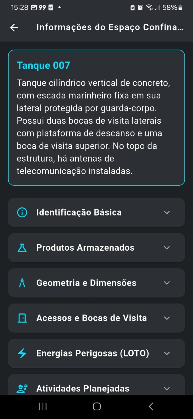 App Sinistria — Espaço Confinado no campo