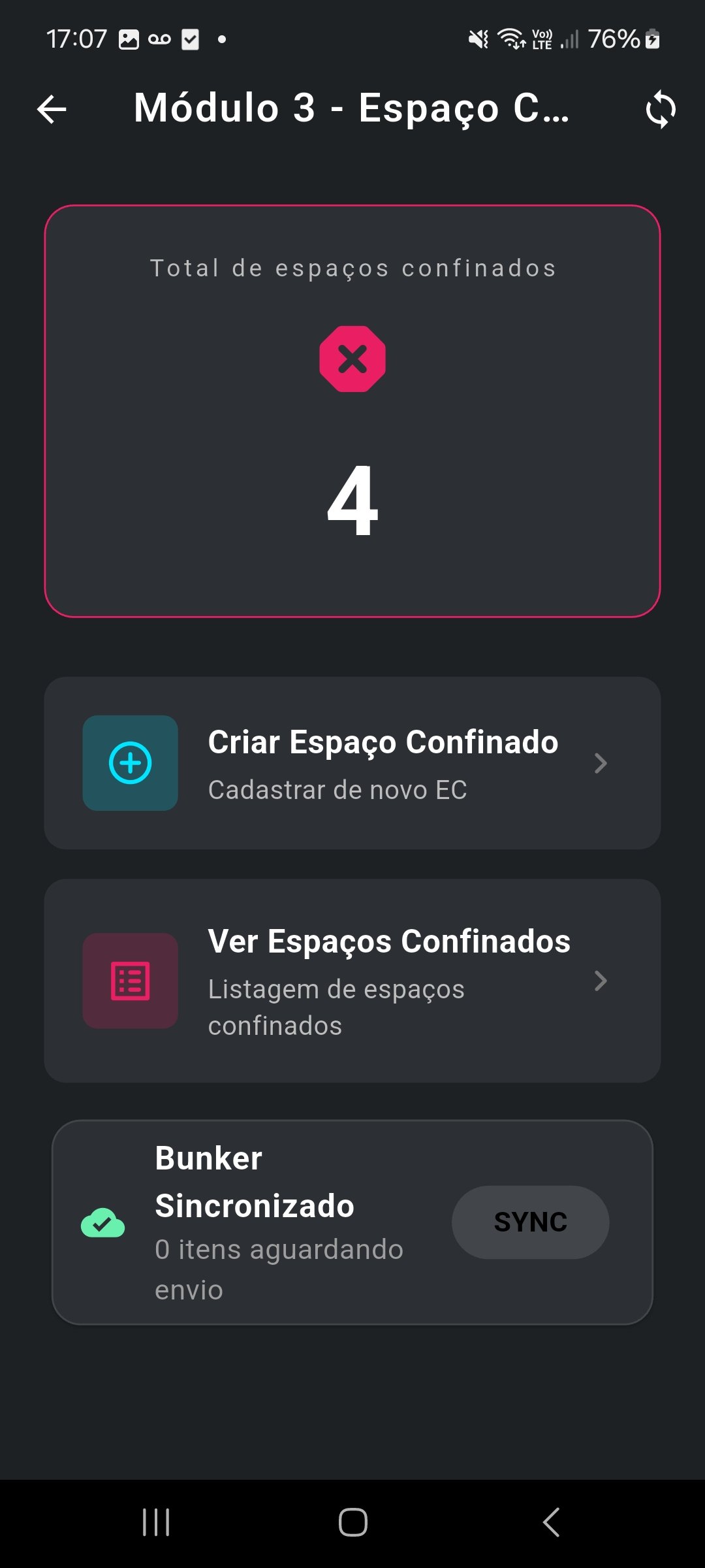 App Sinistria — Cadastro de Espaço Confinado